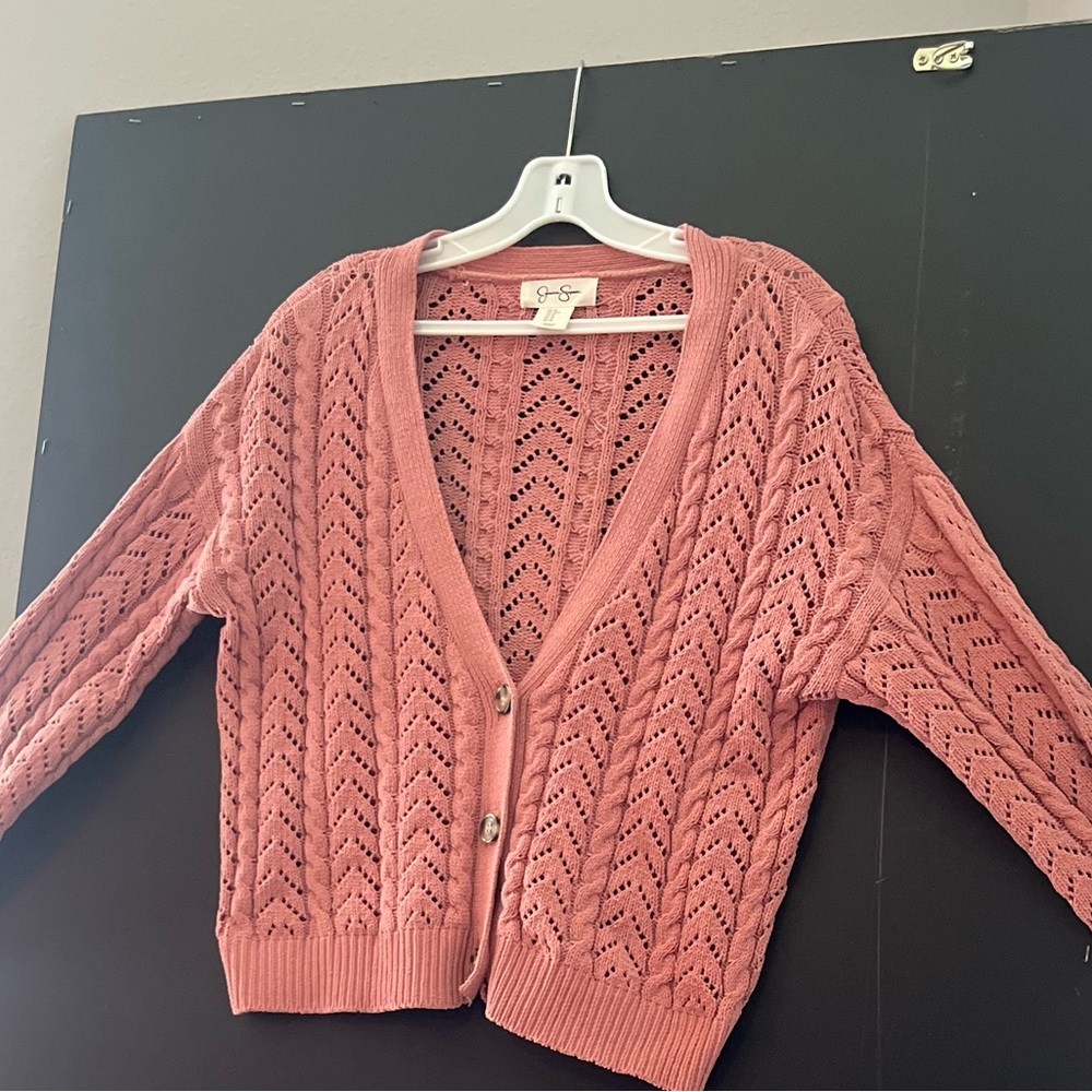 Jessica Simpson Blush Open-Knit Cardigan